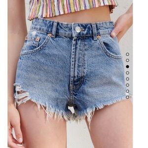 Zara Blue Jean Shorts with Distressed Hem